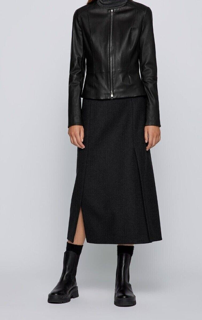 Ladies Real Leather Jacket Slim Fit Collarless Short Coat Black Jacket image 5