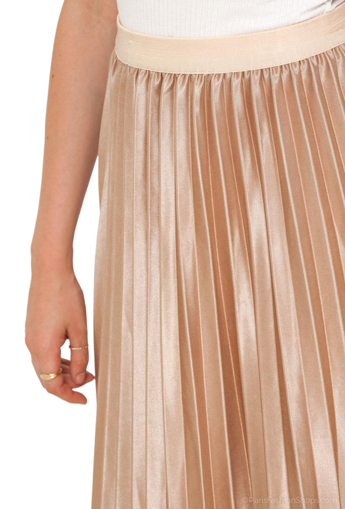 New Women's Ladies High Elastic Stretch Pleated Swing Flared Midi Skater Skirt image 6