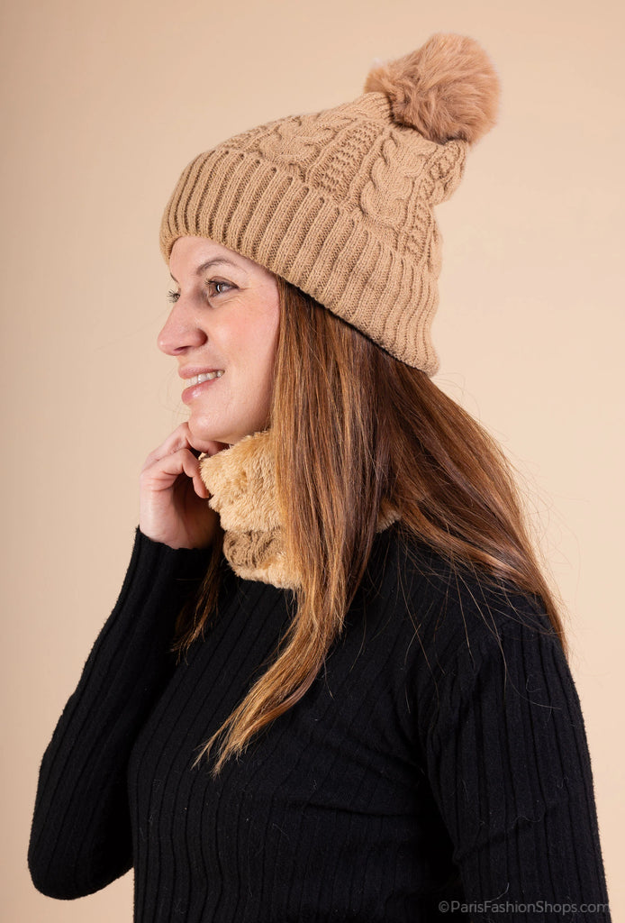 Ladies Neck Warmer Hat Set