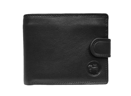 Men’s Classic Leather Bifold Strap Button RFID Protection Wallet image 0