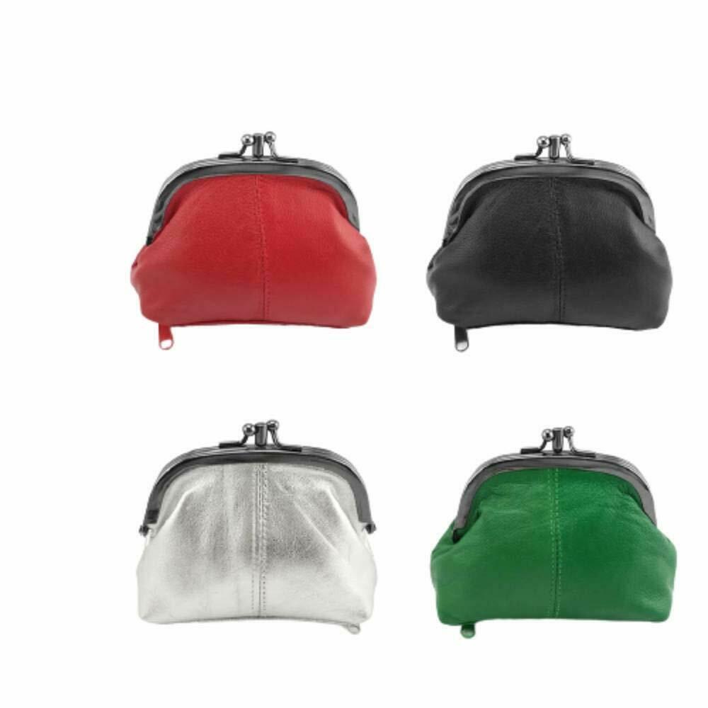 Womens Leather Small Purse Money Clip Clasp Top Keys Cards Cash Purse Wallet Bag image 0