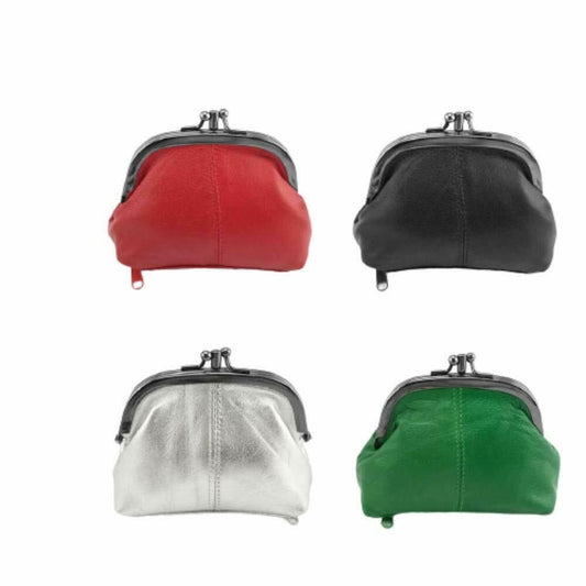 Womens Leather Small Purse Money Clip Clasp Top Keys Cards Cash Purse Wallet Bag image 0