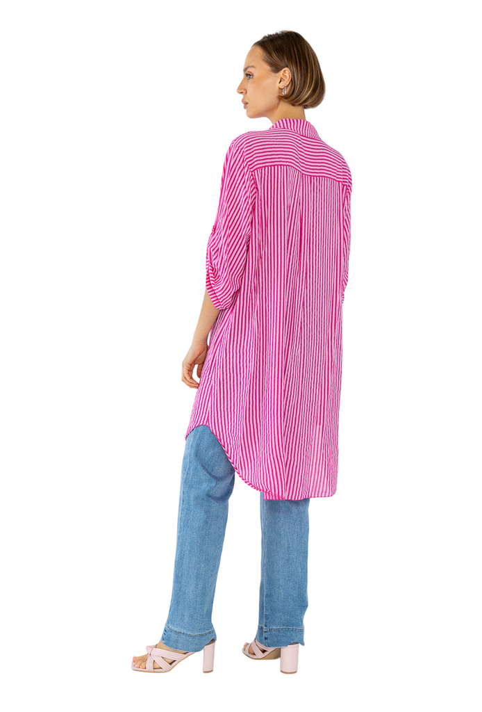 Ladies long shirt summer striped cotton womens shirt long oversized print shirt image 7