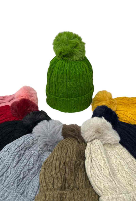 Women Faux Fur Pompon Cap Faux Fur Lining Extra Warm Soft Stylish Winter Beanies image 1