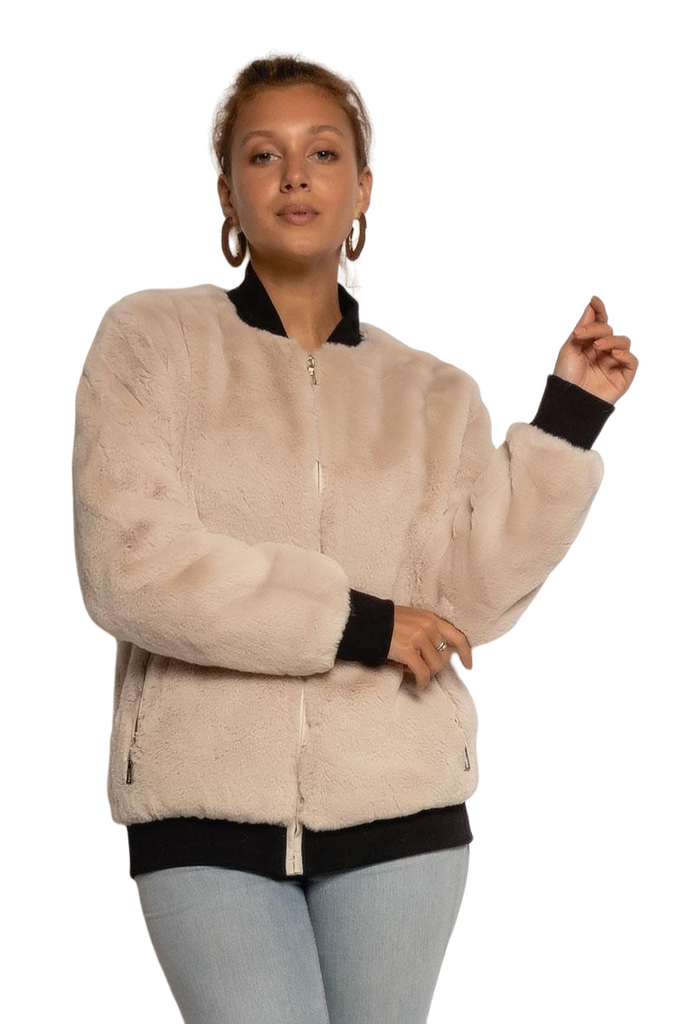Ladies Winter Fur Bomber Coat Warm Pockets Zipped Stylish Outdoor Party Jacket image 3