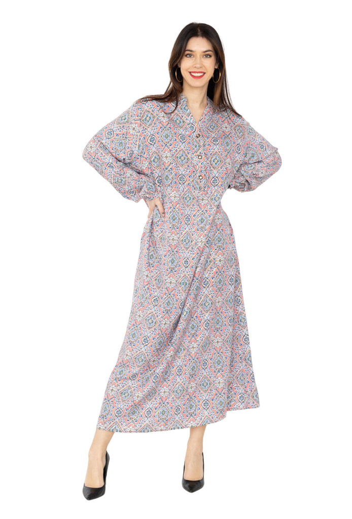 Ladies Long Dress Summer Holiday Casual Dress Maxi Long Shirt Long Sleeves Dress image 4