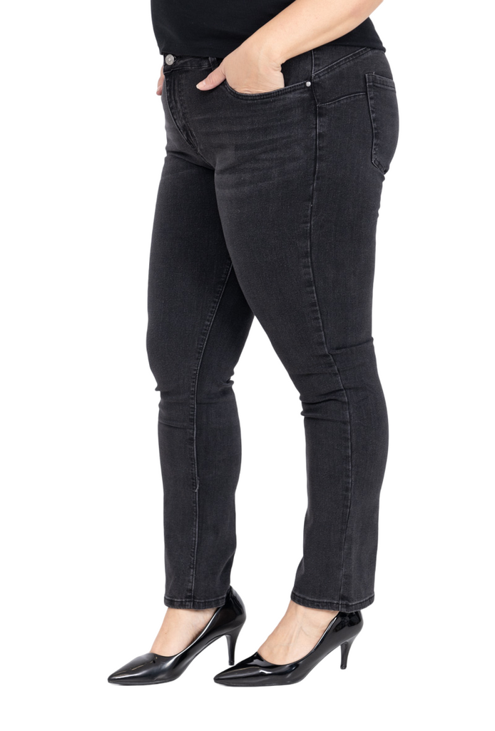 Women’s Big Size Gray Push Up Straight Cut Jeans Plus Size Pants Jeans Trousers image 2