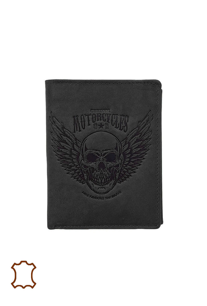 Men's Greased Leather Skull Design Wallet Comfortable Multi Pockets Wallets image 6