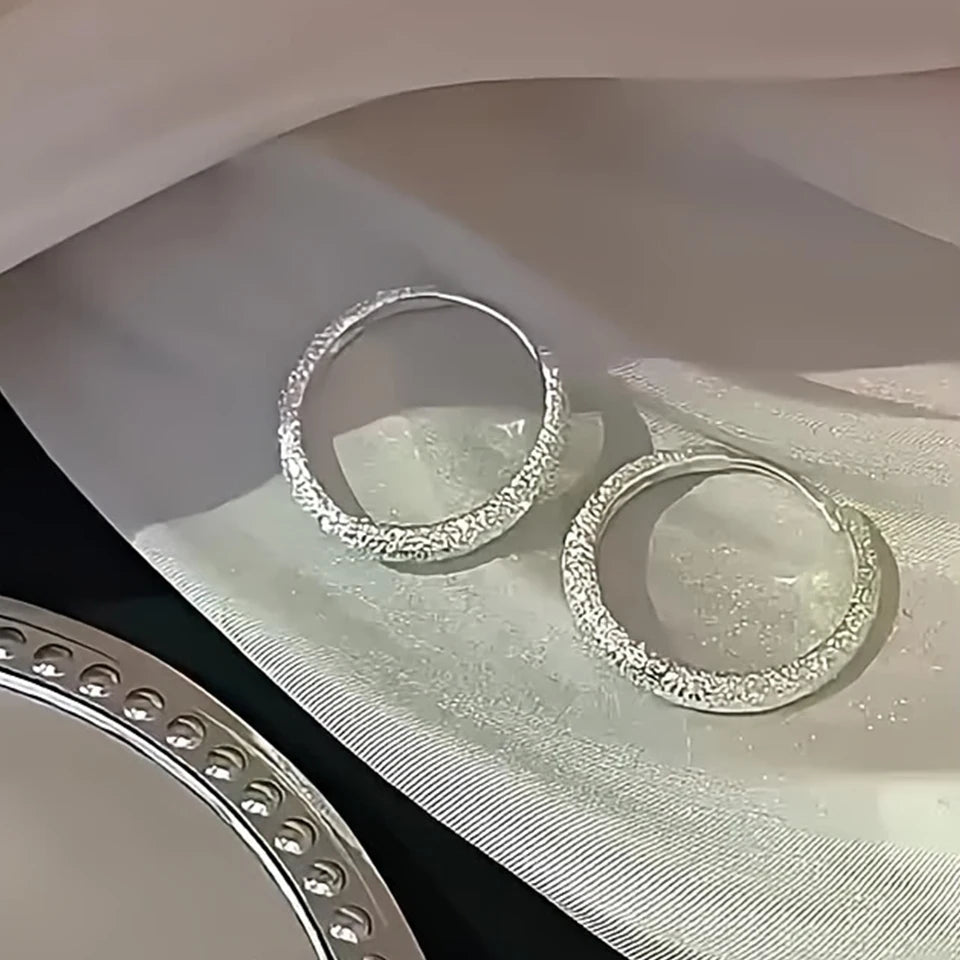 Pure Silvery Earrings For Women Frosted Sparkling Starry Circle Earrings Valentine's Mother's Jewelry Gifts