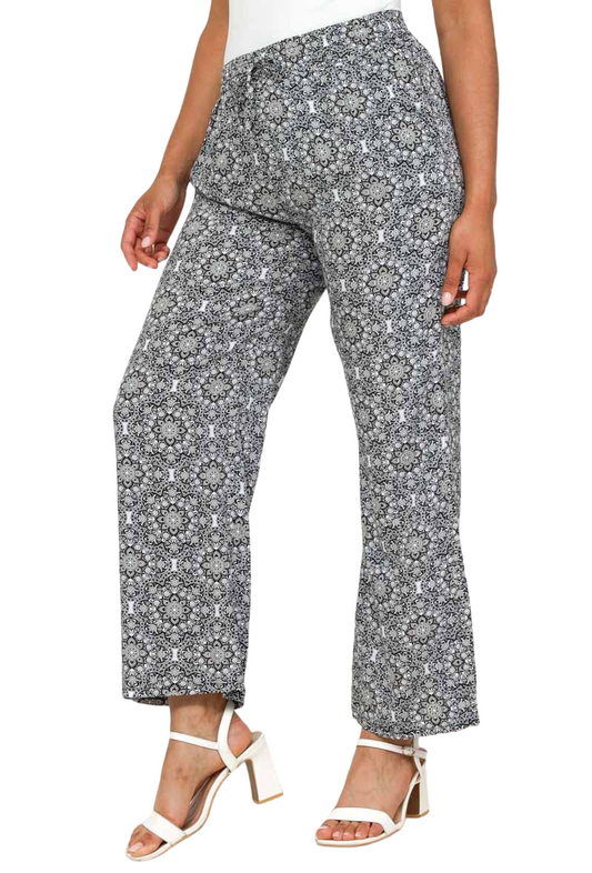 Plus Size Womens Printed Ladies Wide Leg Palazzo Trousers Pants Harem Pants image 1