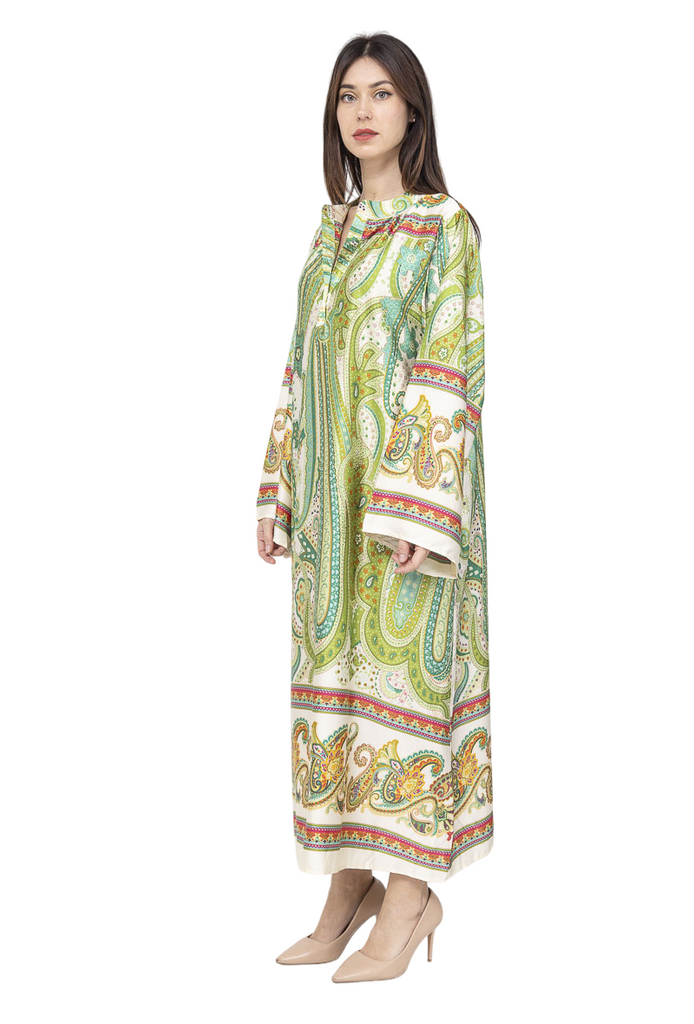 Ladies Kaftan Long Dress Stylish Summer Collection Paisley Silk Kaftan Dress image 5