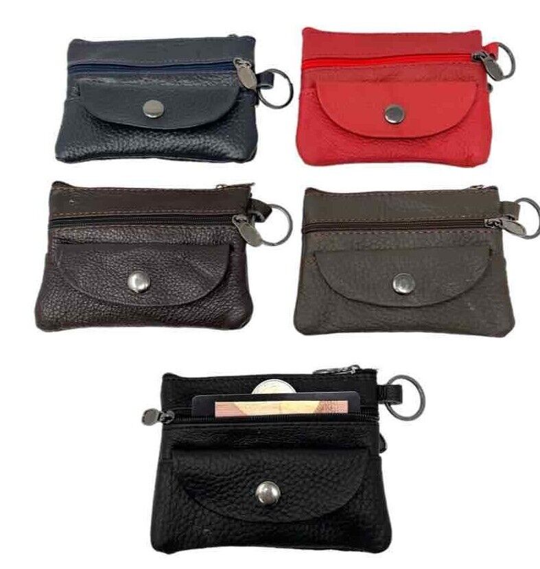 Leather Wallets Keyring ladies purse gents wallet leather coin pouch small purse image 0