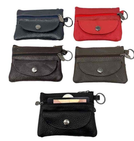 Leather Wallets Keyring ladies purse gents wallet leather coin pouch small purse image 0