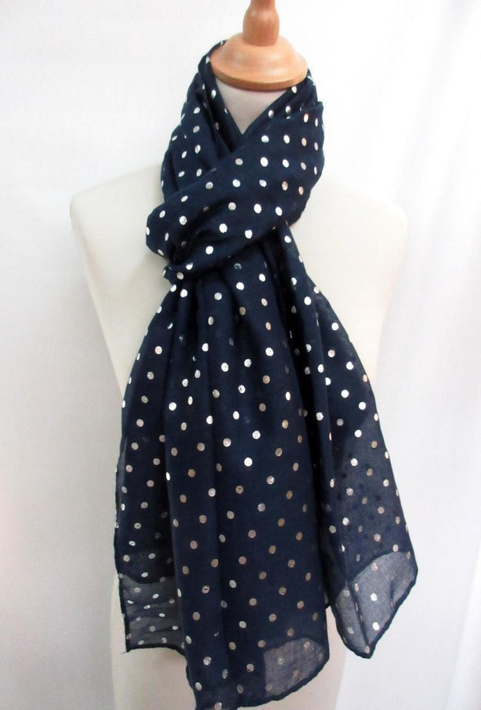 Ladies Womens Polka Dot Pattern Scarf Wrap Wide Shawl Neck Thin Scarves image 0