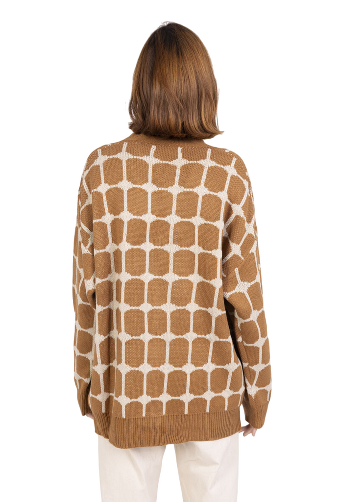 Ladies Abstract Pattern Cardigan Stylish Winter Warm Oversized Button-Up Sweater image 7
