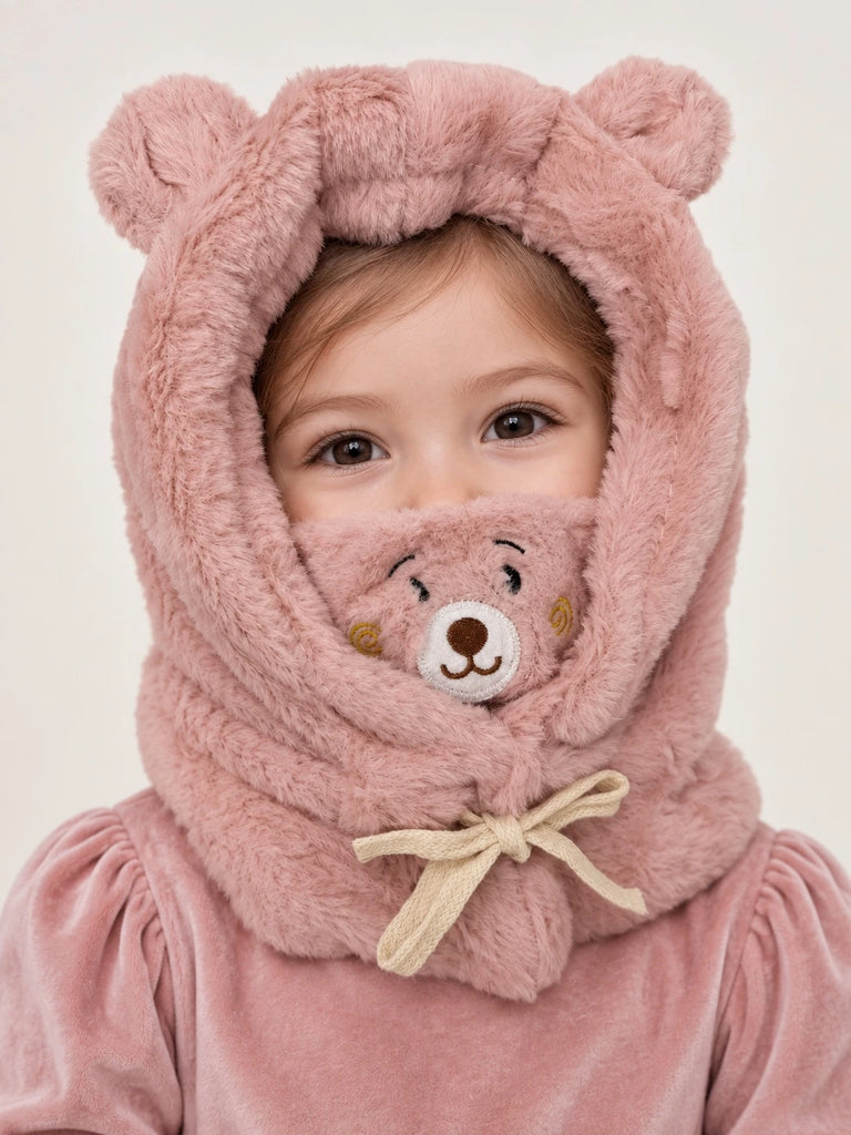 Kids Soft Fur Balaclava Snood Scarf Mask