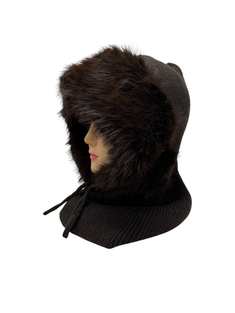 Ladies Fur Balaclava  Warm Hood Hat