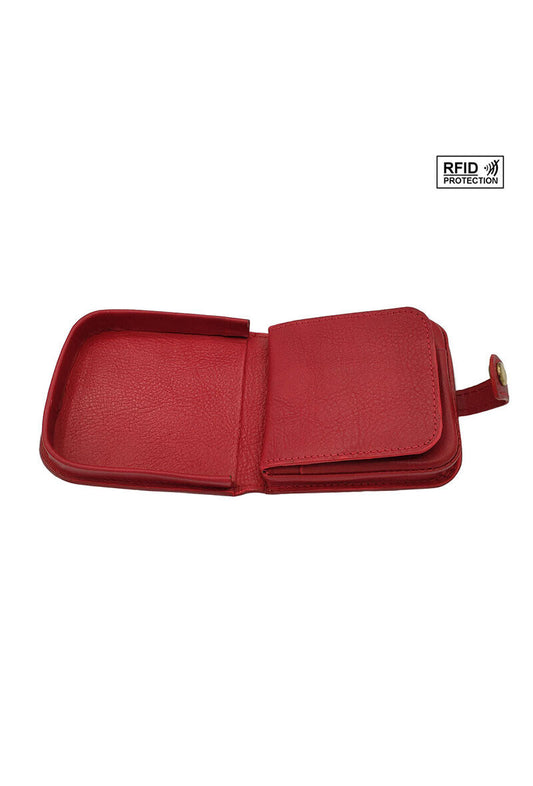 Unisex Cuvette Leather Wallet RFID Protection Stylish Button Coin Pouch image 1