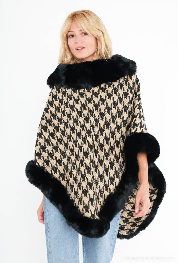 Women's Poncho Winter Jacket Oversized Cape Poncho Wrap Fur Poncho Plus Size image 0