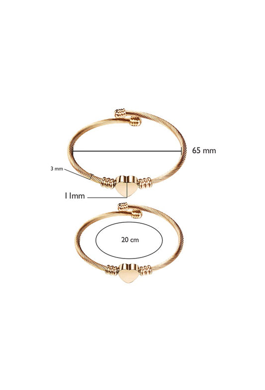 Womens Adjustable Bracelet Stainless Steel Cable Heart Bracelet Ladies Bangle image 1