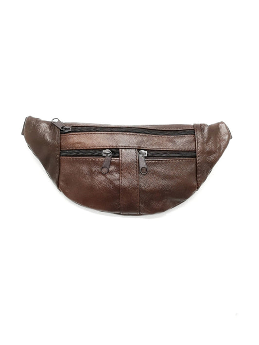 Men's Dark Brown Leather Bumbag Waist Pack Travel Festival Work Pouch Hip Bag image 0