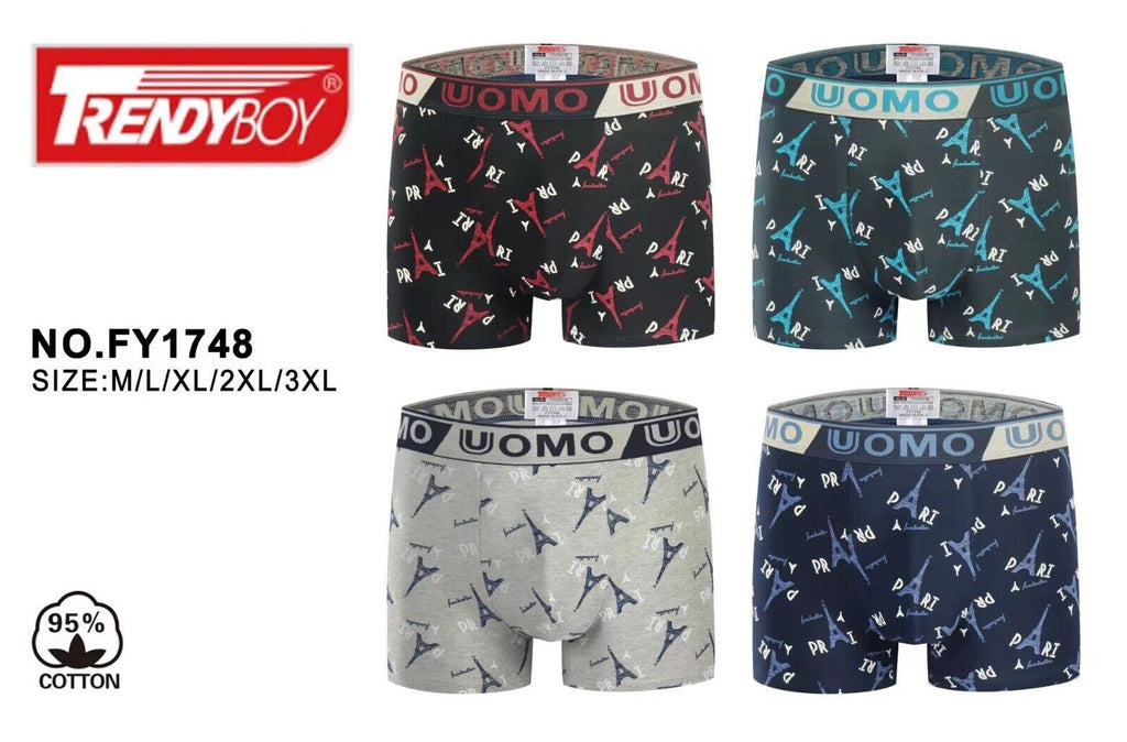 3 Pairs Men's Boys Underwear Boxer Shorts Printed Pants Plus Size Underwear image 1