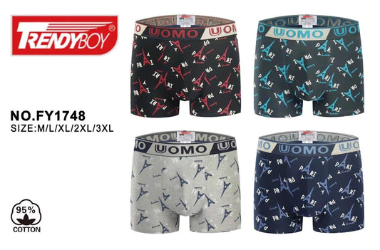3 Pairs Men's Boys Underwear Boxer Shorts Printed Pants Plus Size Underwear image 1
