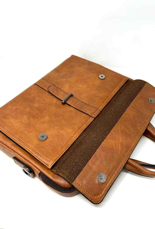 Men's Stylish Business Genuine Leather Laptop Bag Briefcase Shoulder Strap image 1