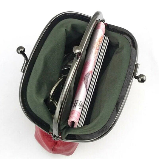 Ladies Leather Purse Wallet Purse Card Holder Coin Wallet Metal Frame Clip top image 1