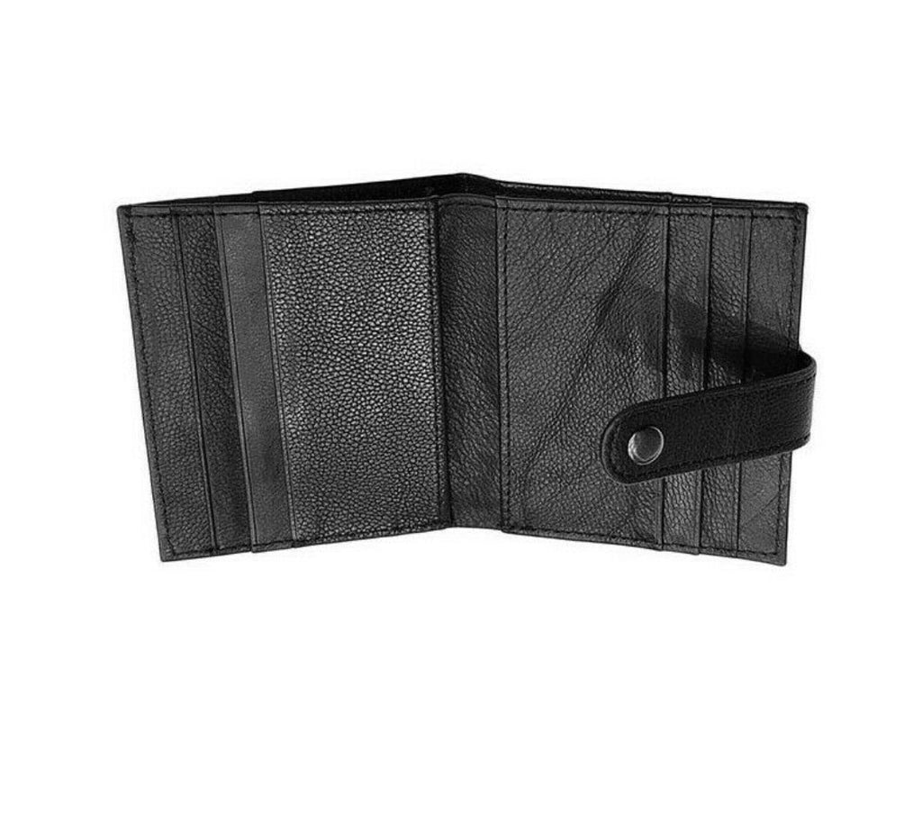 Men Ladies Real Leather Flat ID Card Cash Wallet Purse BI Fold Black Wallet image 2