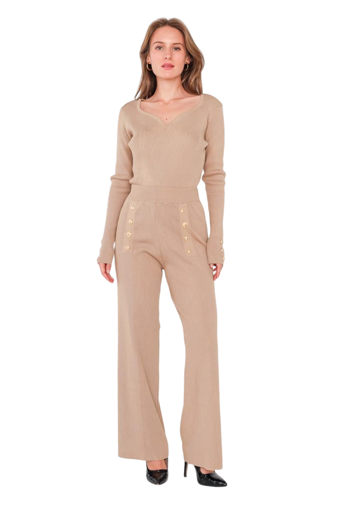 Women Pants Set with Long-sleeved Top Both Pieces are Ribbed and very Elastic image 4