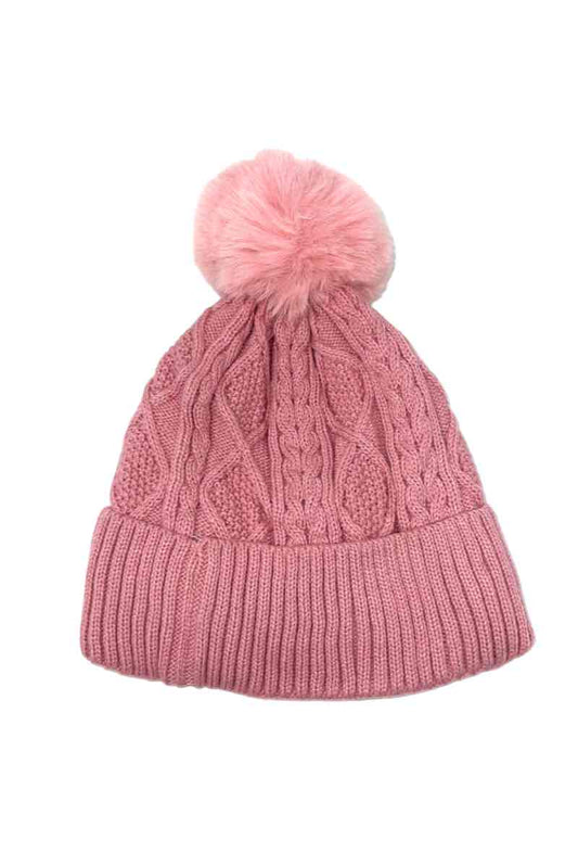 Women's Faux Fur Pompon Cap Faux fur Lining Extra Warm Beanie Soft Winter Cap image 0