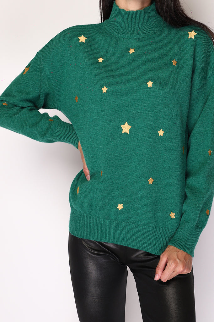 Women's High Neck Sweater Star Embroidered Comfortable Winter Warm Soft Jumpers image 3