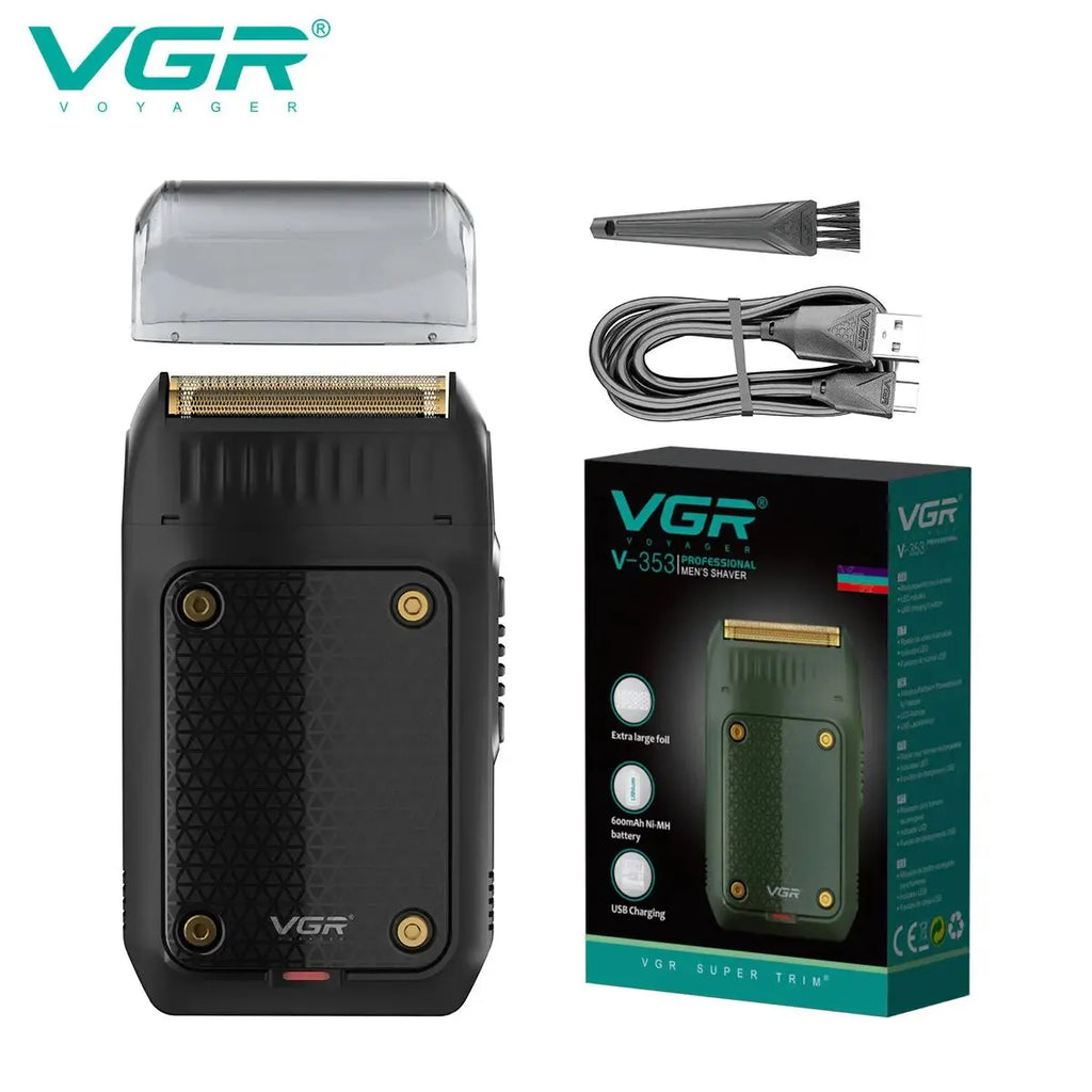 VGR 353 Beard Shaver Professional Hair Trimmer Electric Face Shaving Machine Men's USB Charging Safety Face Shaver for Men