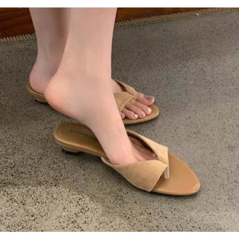 Summer Women Clip Toe High Heel Slippers Fashion Dress Slide Ladies Outdoor Evening Party Sandalias