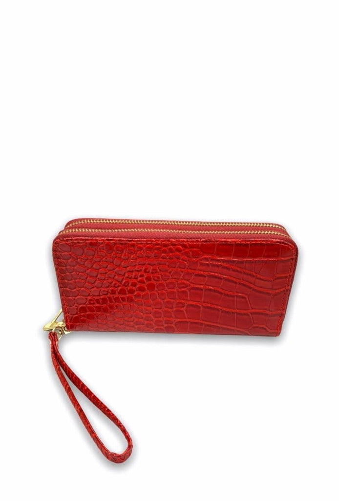 Womens Purse 2 Zipped Crocodile Print Wallet Coins Card Cash Clutch Bag image 5