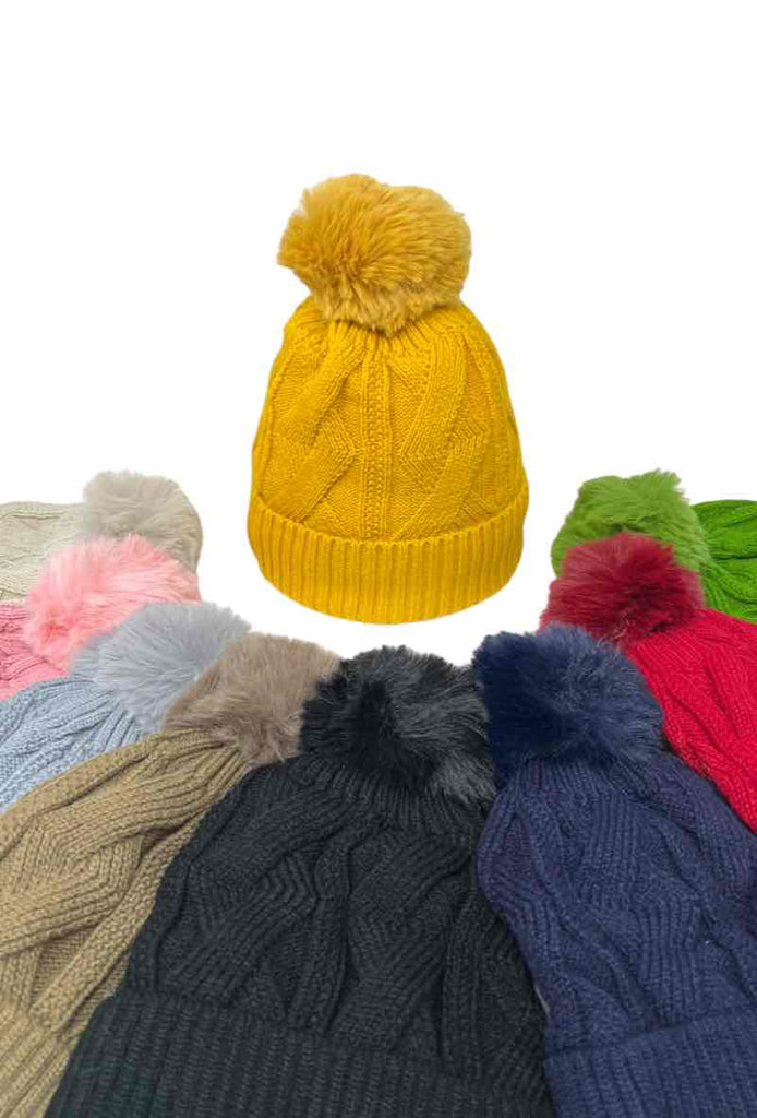 Women's Faux fur Pompon Cap Faux Fur Lining Extra Warm Soft Cap Winter Beanies image 3
