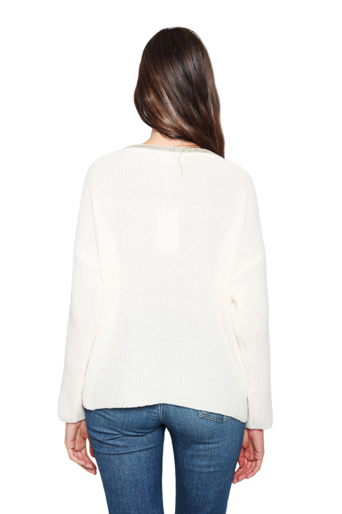 Women's Jumper Stylish Oversized Gold V-neck Wool Sweater Plain Pullover Sweater image 3