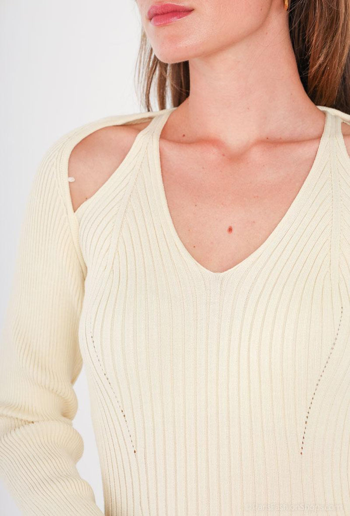 Women's Plain Ribbed Dress Open Shoulders Stylish Outdoor Party Dresses image 2