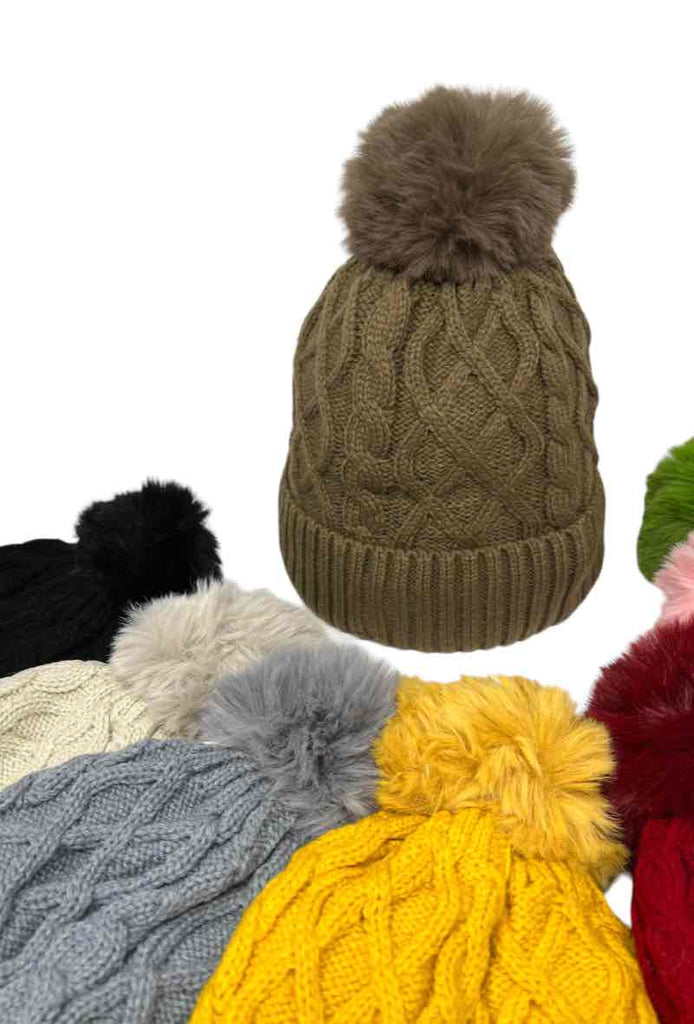 Women's Faux Fur Pompon Cap Faux Fur Lining Extra Warm Soft Stylish Beanies image 4