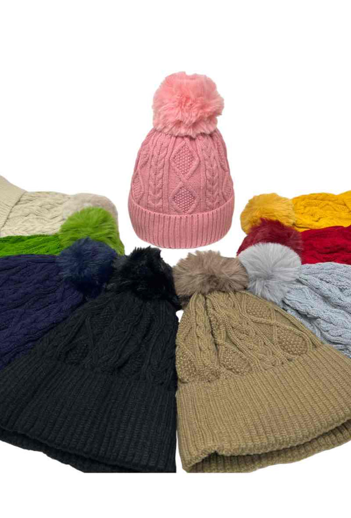Women's Faux Fur Pompon Cap Faux fur Lining Extra Warm Beanie Soft Winter Cap image 4