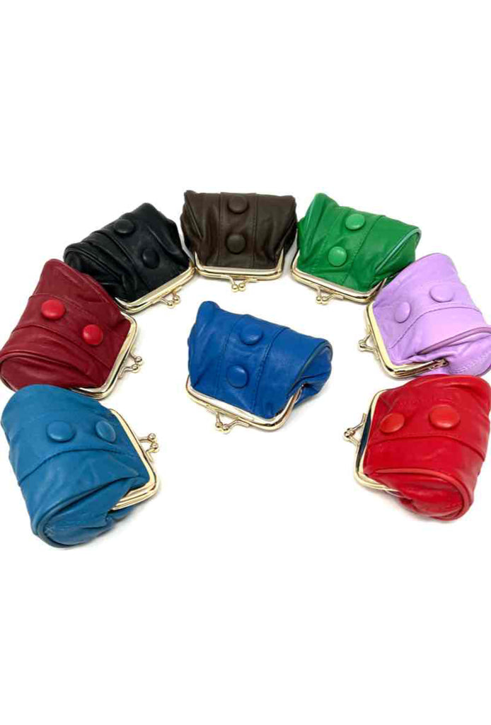 Womens Leather Small Mini Purse Money Clip Clasp Top Keys Cash Purse Wallet Bag image 3