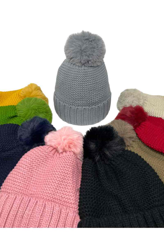 Women's Faux Fur Pompon Cap Faux Fur Lining Extra Warm Soft Comfortable Cap image 1