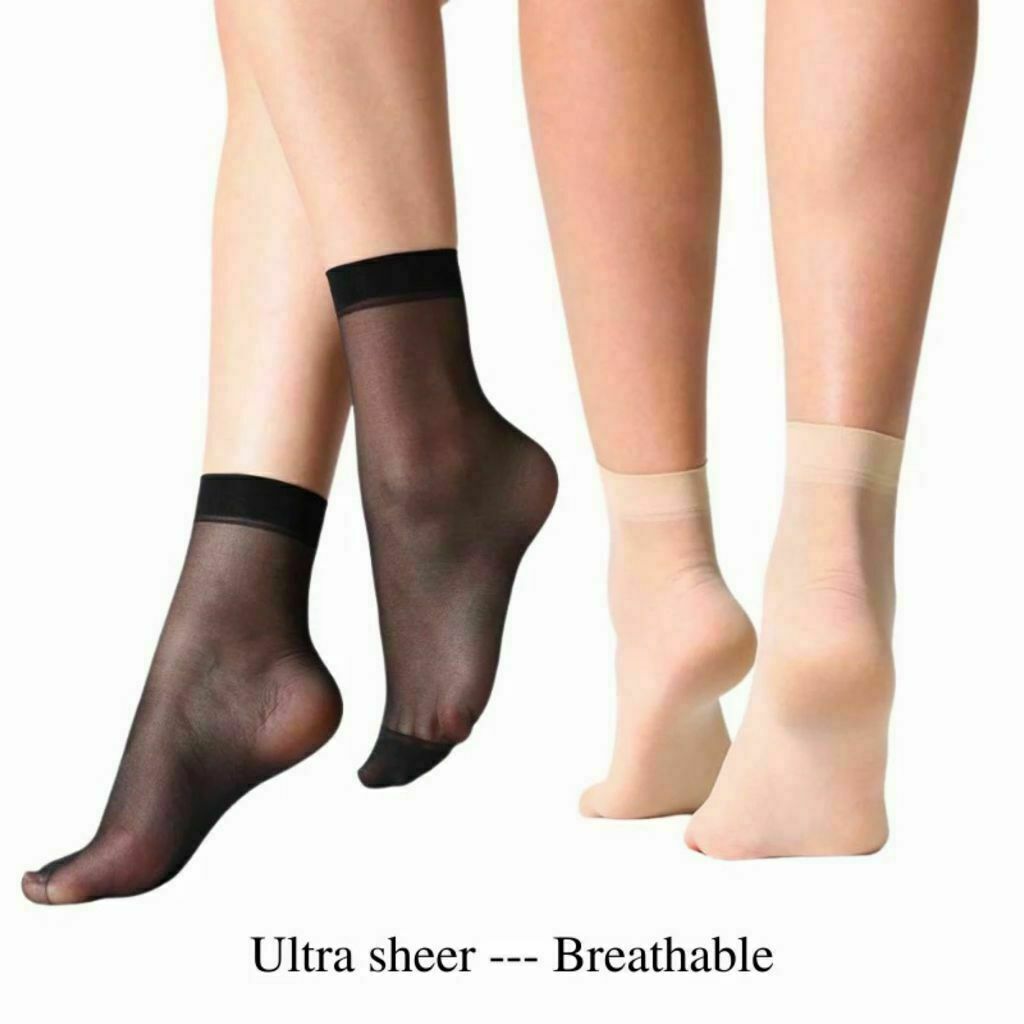 Ladies Nylon Sheer Transparent Thin Clear Fishnet Dress Work Ankle Socks 2 Pairs image 3