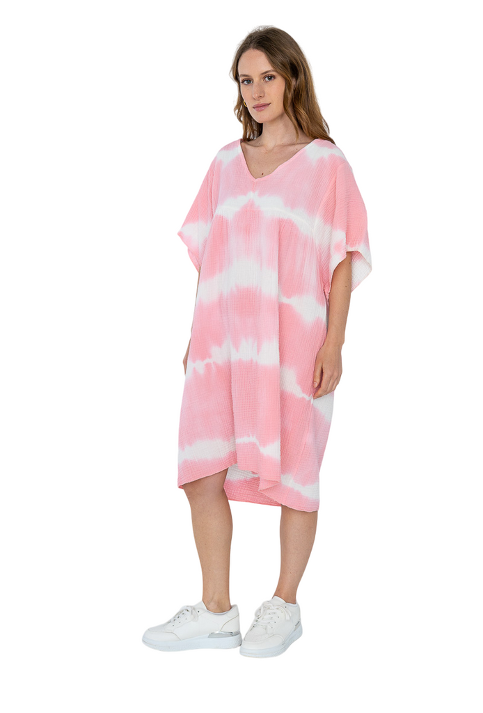 Ladies cotton dress Italian Soft Touch Tye Dye Womens short Sleeve Midi DRESS image 7