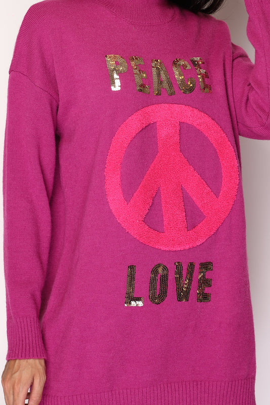 Women's Jumper PEACE & LOVE Round Neck Sweater Stylish Travel Outdoor Jumpers image 1