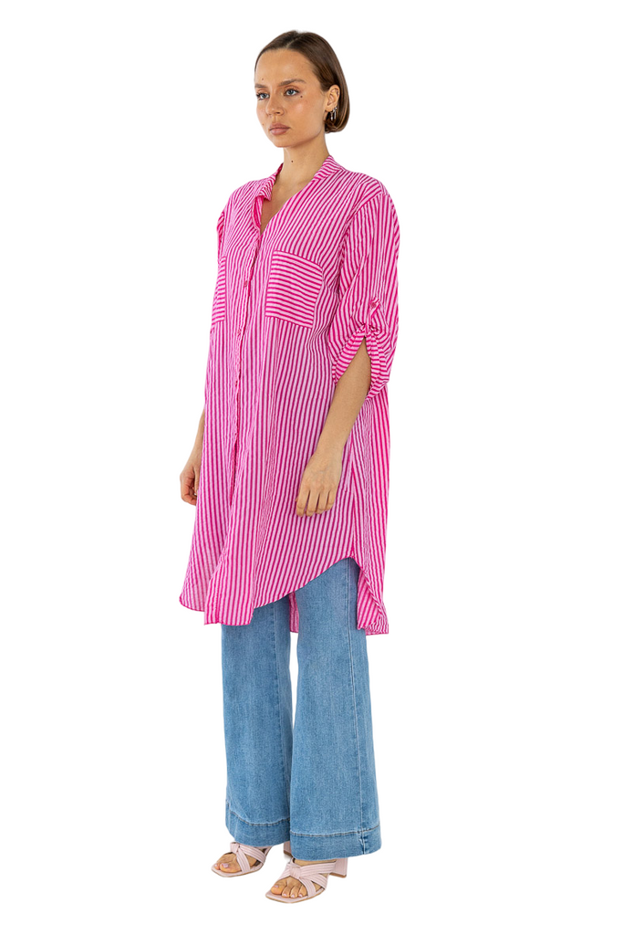 Ladies long shirt summer striped cotton womens shirt long oversized print shirt image 9