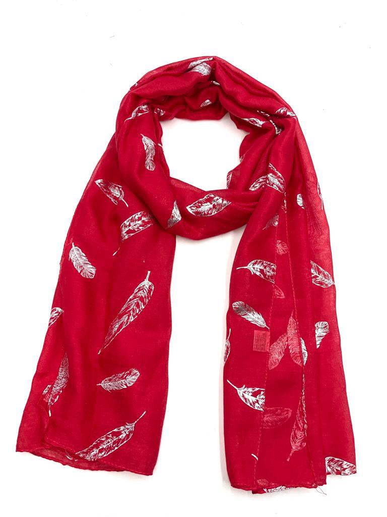 Ladies Glitter Leaf Print Silver Foil Scarf Wrap Neck Scarves Leaf Print Scarves image 0