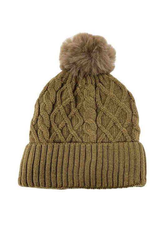 Women's Faux Fur Pompon Cap Faux Fur Lining Extra Warm Soft Stylish Beanies image 0