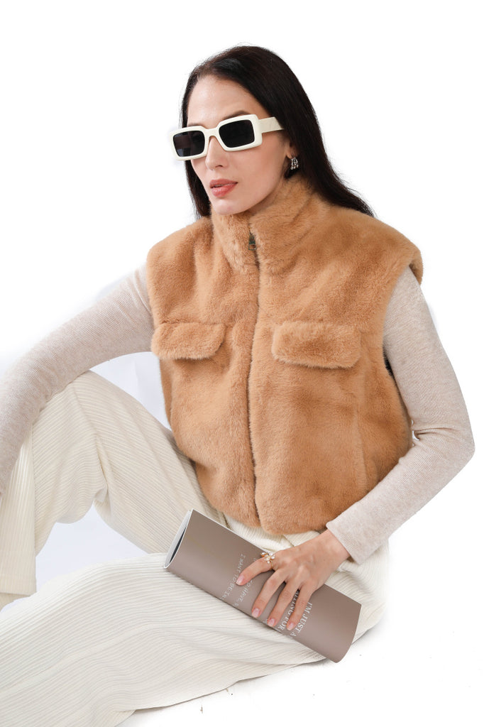 Ladies Jacket Winter Warm Faux Fur Coat Womens Sleeveless Vest Waistcoat Outwear image 1